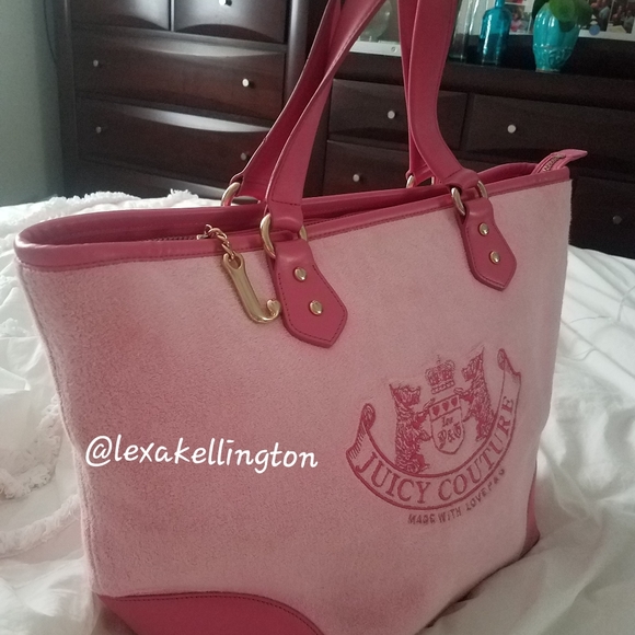 🩷Y2K rare juicy Couture Pink Terry Tote Bag - Picture 12 of 14